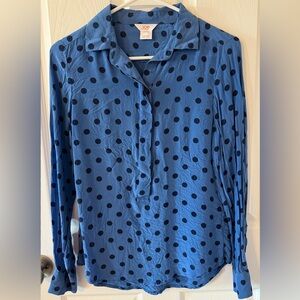 Joe Fresh Navy Polka Dot Shirt XS